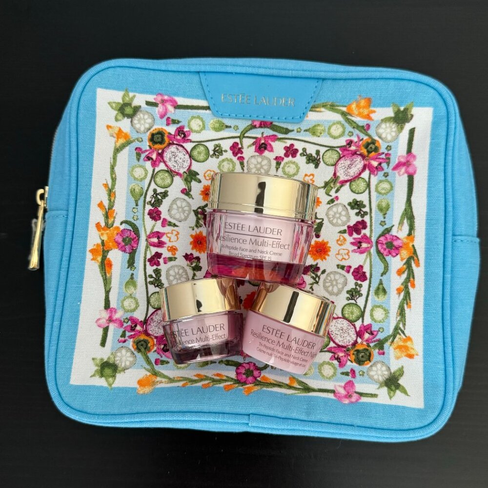 Estee Lauder Resilience Multi-Effect Day, Night, Eye Cream and Makeup Bag